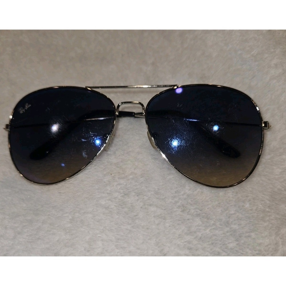 Ray Ban Aviator Blue Sunglasses For Parts Or Repairs 3026 Silver Frame